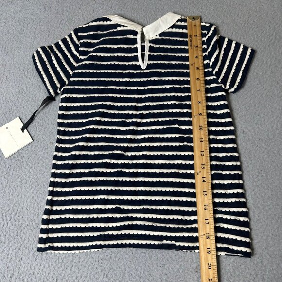 Victoria Beckham For Target Top Girl M Navy White Striped Embroidered Bee Collar - Picture 7 of 9
